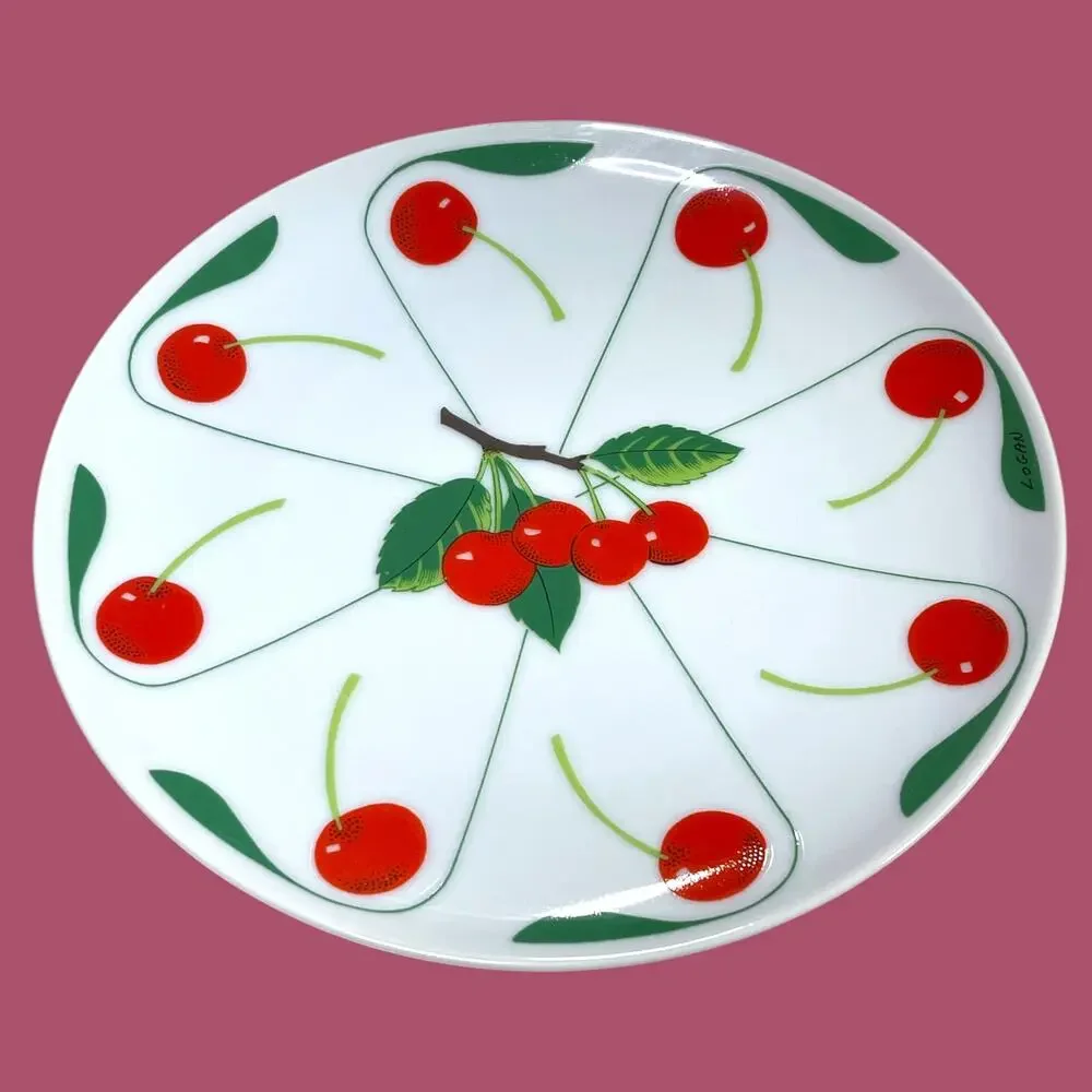 Vintage 1979 Stafford by Enola Fruit Time Cherry Plate 7.25” Retro Kitchen Decor